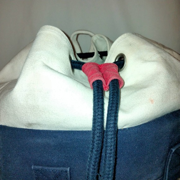 Tommy Hilfiger Beige-Yellow-Blue Canvas Backpack Extra Large RARE! Vintage 1990s main image 7